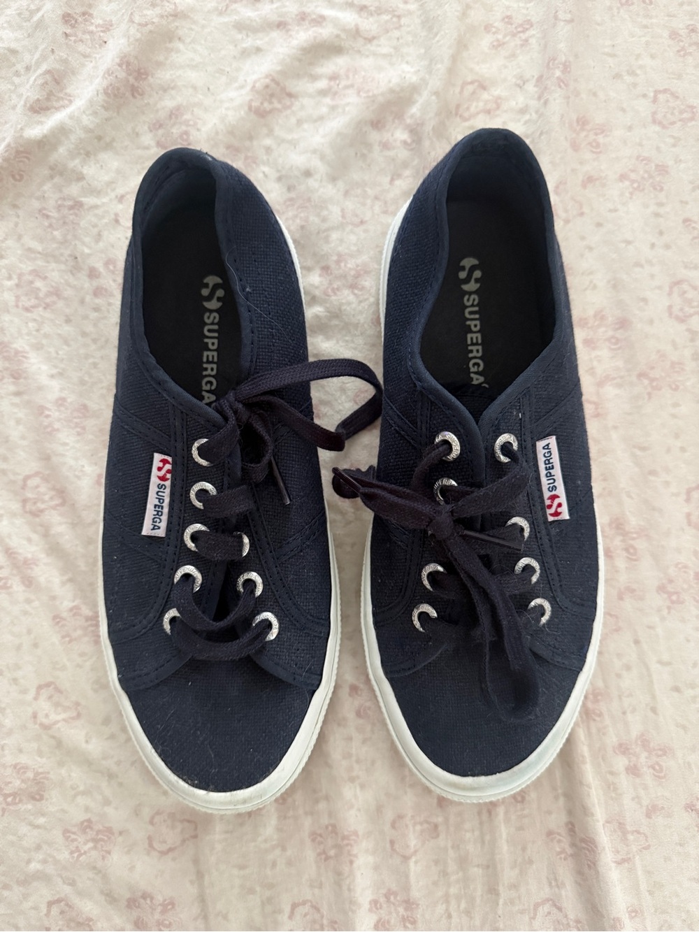 Superga Navy Canvas Lace-Up Sneakers